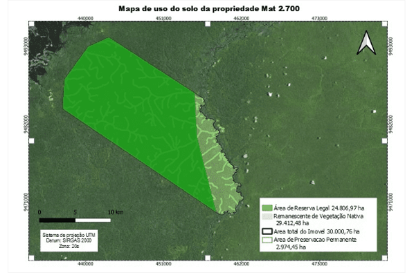 Mapa de uso do solo da propriedade do projeto