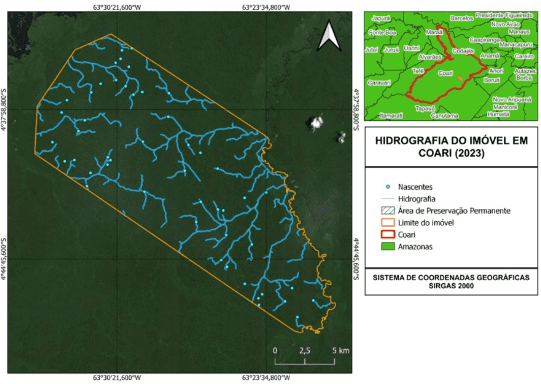 Hidrografia da propriedade do projeto